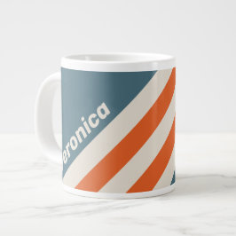 Caneca De Café Grande Listras retrô de Surfside com nome