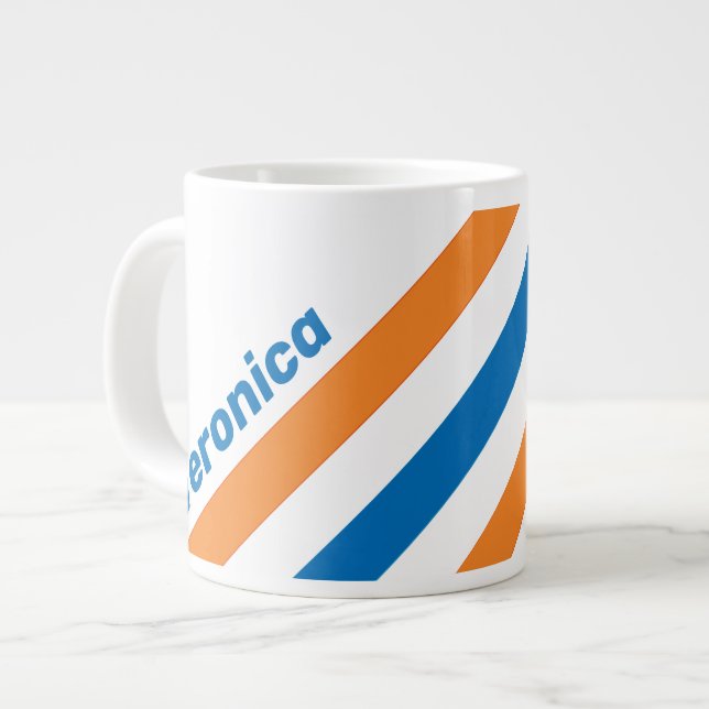Caneca De Café Grande Listras Retro Nova Amsterdã com Nome (Frente Esquerda)