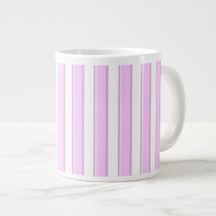 Caneca De Café Grande Listras Rosa em Branco
