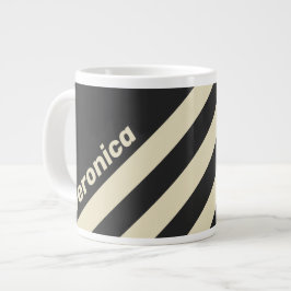 Caneca De Café Grande Listras Três Carvão Retro com Nome