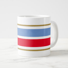 Caneca De Café Grande Listras Vermelhas Brancas de Verão Azuis Atléticas