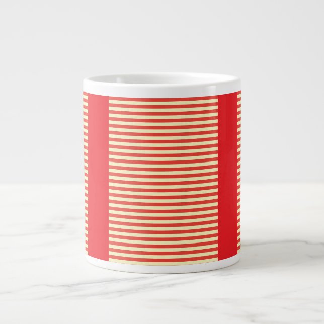 Caneca De Café Grande Listras Vermelhas Presente Vermelho (Frente)