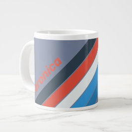 Caneca De Café Grande Listras Vintage Escuras com Nome