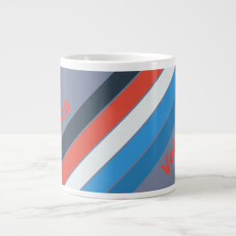 Caneca De Café Grande Listras Vintage Escuras com Nome