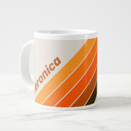 Caneca De Café Grande Listras Vintage Nascer da Meia-Noite com Nome