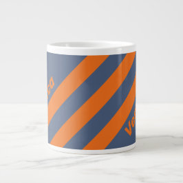 Caneca De Café Grande Litoral do Pôr do Sol Retro com Três Listras e Nom