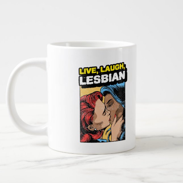 Caneca De Café Grande Live Laugh Lesbian (Esquerda)