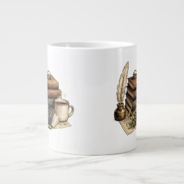 Caneca De Café Grande Livros Antigos & Cantinho de Leitura Aconchegante 