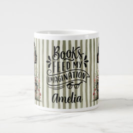 Caneca De Café Grande Livros Personalizados Alimentam Minha Imaginação