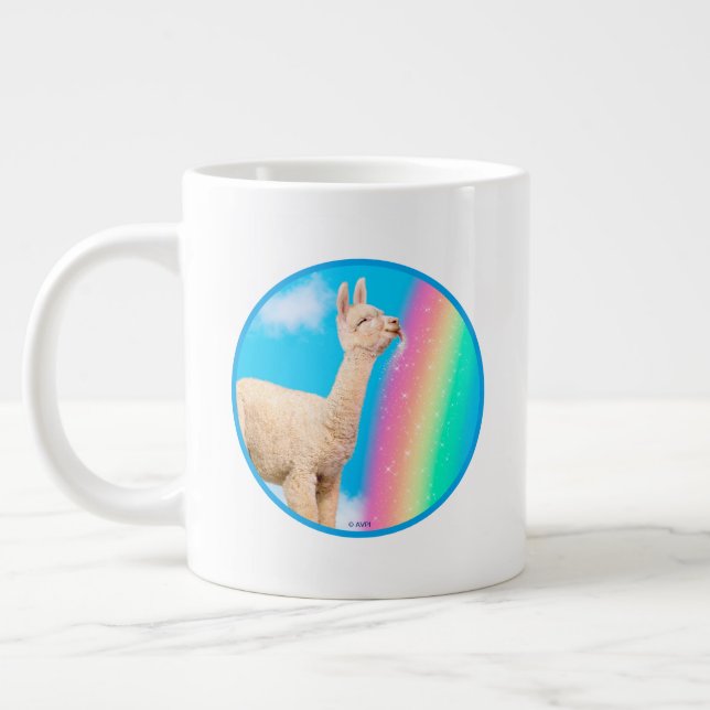 Caneca De Café Grande Llama Licitando o Arco-Íris (Esquerda)