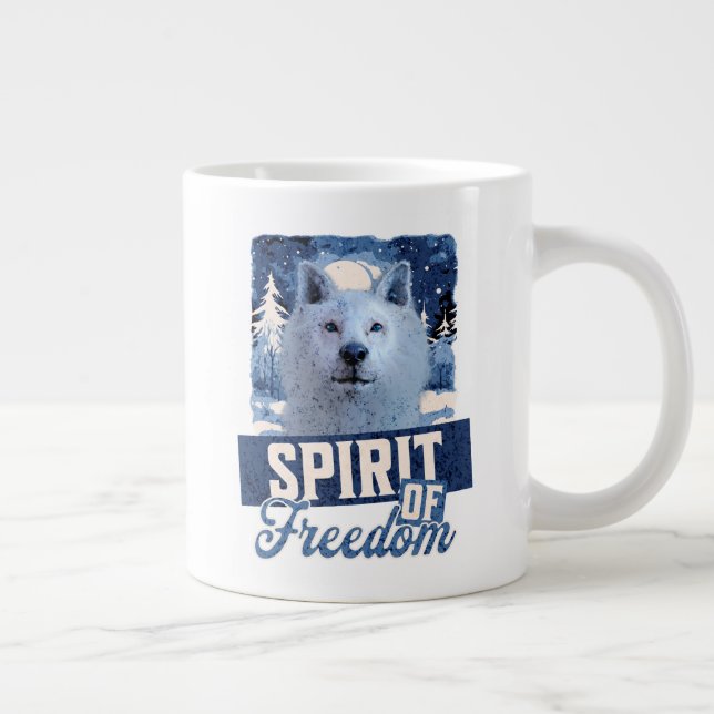 Caneca De Café Grande Lobo Ártico Espírito de Liberdade Design da Vida S (Direita)