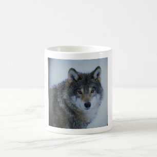 Caneca De Café Grande Lobo de Cinza Bela na natureza