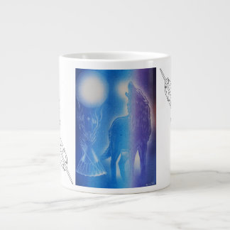 Caneca De Café Grande Lobo na névoa
