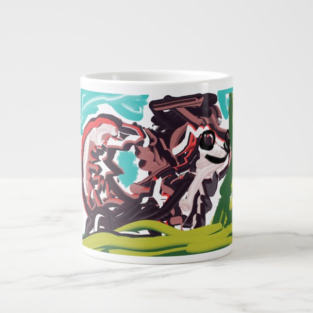 Caneca De Café Grande Lobo na primavera (Frente)