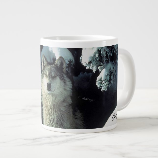 Caneca De Café Grande Lobo no inverno (Frente Esquerda)