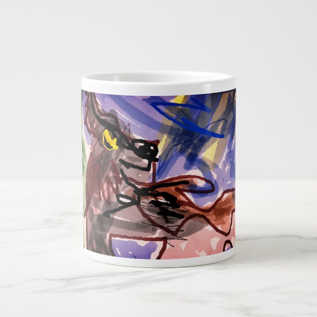 Caneca De Café Grande Lobo no outono (Frente)