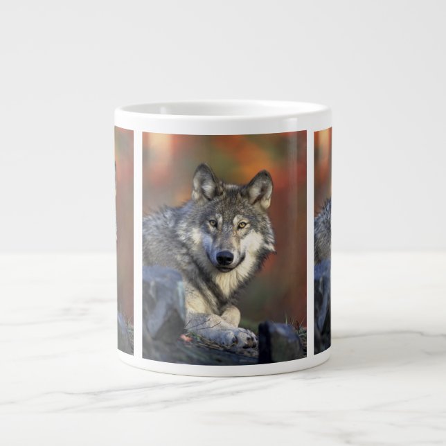 Caneca De Café Grande lobo selvagem (Frente)