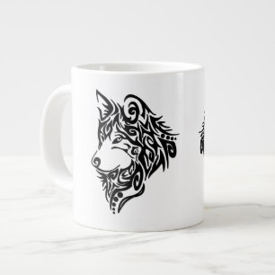 Caneca De Café Grande Lobo Tribal
