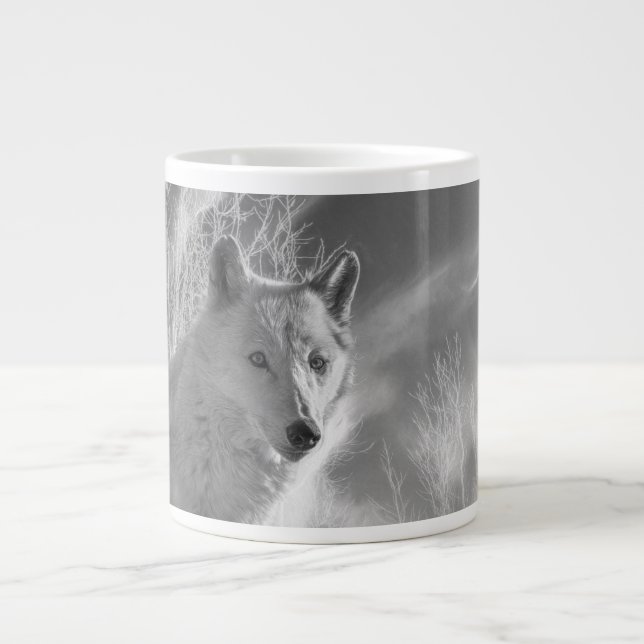 CANECA DE CAFÉ GRANDE LOBOS BRANCOS FLORESTA BRANCA (Frente)