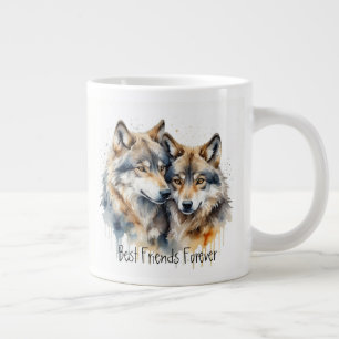 Caneca De Café Grande Lobos Engraçados E Bonitos Melhores Amigos Para Se