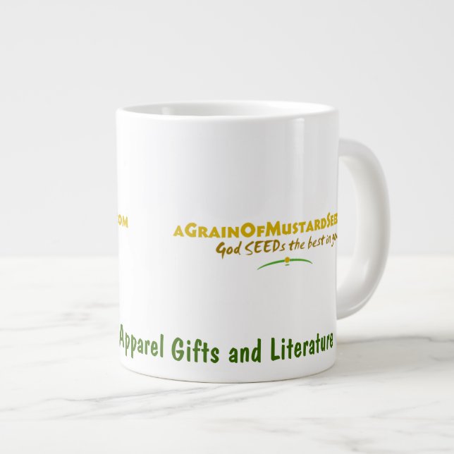 Caneca De Café Grande Logotipo Agrainofmustardseed.com (Frente Esquerda)