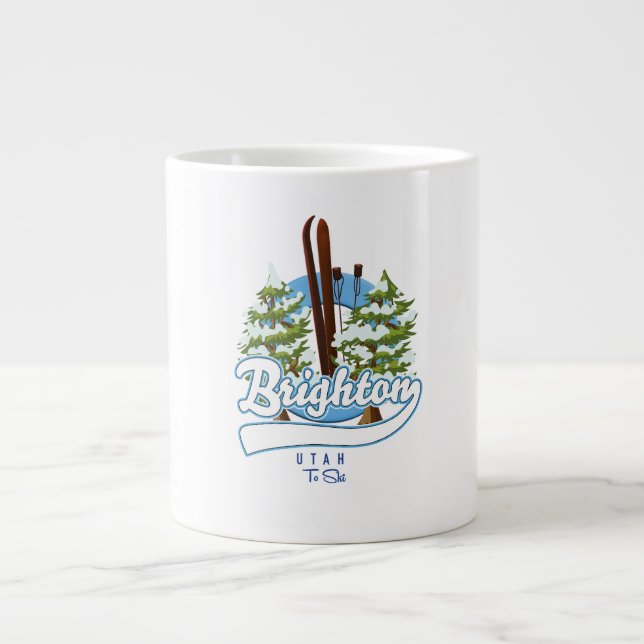 Caneca De Café Grande logotipo de Brighton Utah para esqui (Frente)