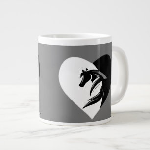 Caneca De Café Grande Logotipo de Cavalos de Amor com Coração