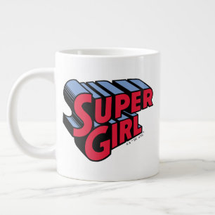 Caneca De Café Grande Logotipo de nome empilhado da Supergirl vermelha e