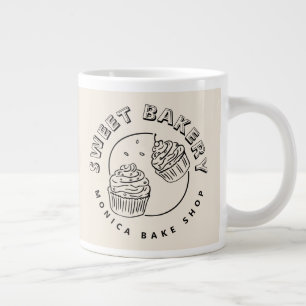 Caneca De Café Grande Logotipo de Padaria Doce Vintage