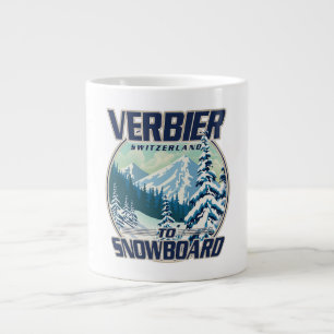 Caneca De Café Grande logotipo de viagem de snowboard Verbier Suíça