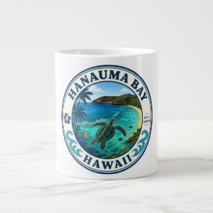 Caneca De Café Grande Logotipo de Viagem Retro da Baía de Hanauma no Hav