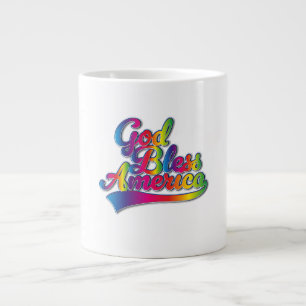 Caneca De Café Grande logotipo do God Bless America Rainbow