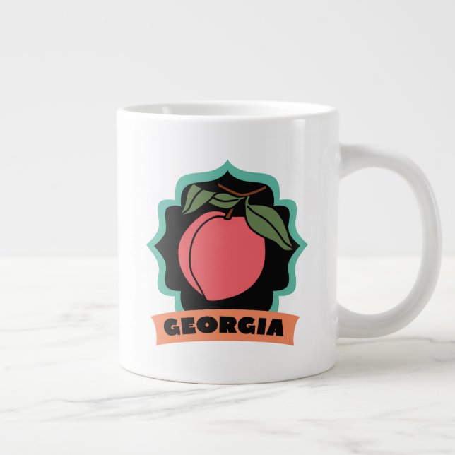 Caneca De Café Grande Logotipo do Peach Georgia (Direita)