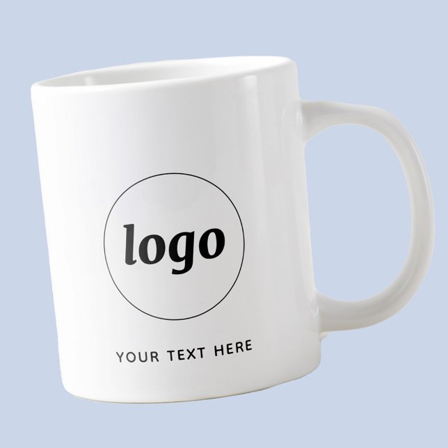 Caneca De Café Grande Logotipo Simples e Negócios de Texto (Simple logo with custom text business branding promotional giant coffee mug)