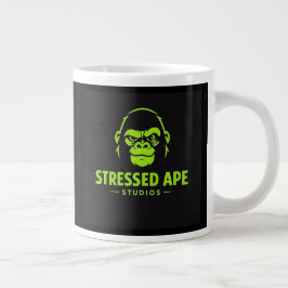 Caneca De Café Grande Logotipo Verde da Stressed Ape Studios