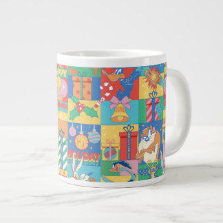 Caneca De Café Grande LOONEY TUNES™ | Felizes Festas Padrão de Natal