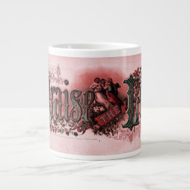 Caneca De Café Grande "Louvado Senhor" Vermelho Profundo e Verde