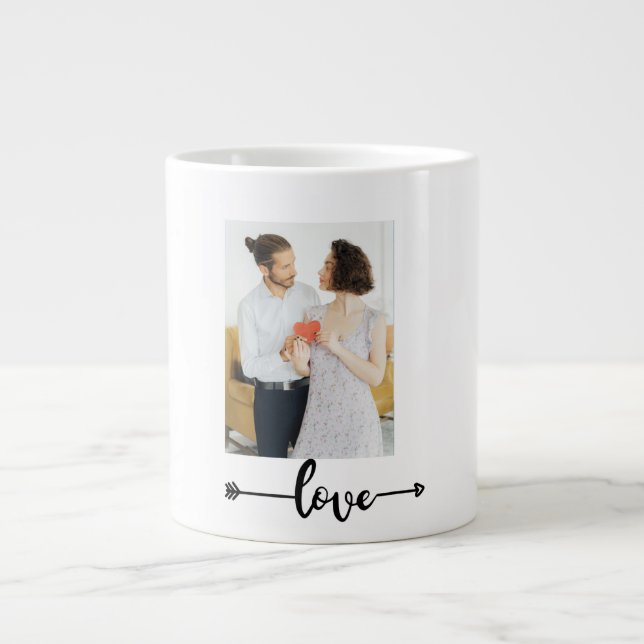 Caneca De Café Grande Love Arrow Couple Mug – Romantic Gift (Frente)