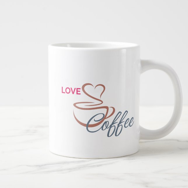 Caneca De Café Grande Love Coffee Heart Design Classic Mug               (Direita)