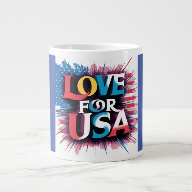 Caneca De Café Grande "Love for USA Patriotic Mug" (Frente)