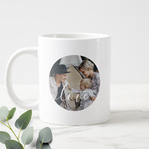 Caneca De Café Grande 'Love' Foto personalizada da família com nome pers