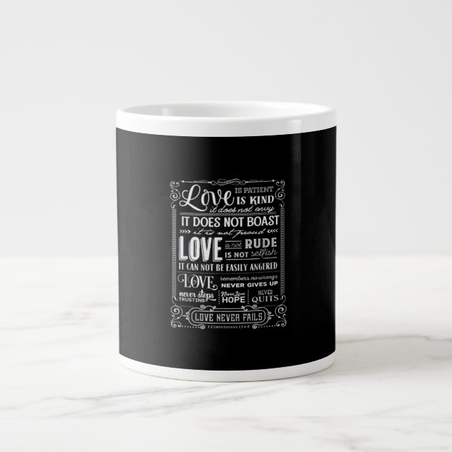 Caneca De Café Grande Love Is Patient Kind Love Never Fails Valentine De (Frente)