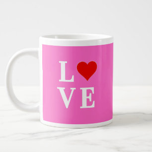 Caneca De Café Grande LOVE, Love Motif, Heart, baseado em texto, tipogra