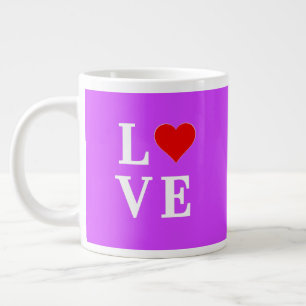 Caneca De Café Grande LOVE, Love Motif, Heart, baseado em texto, tipogra