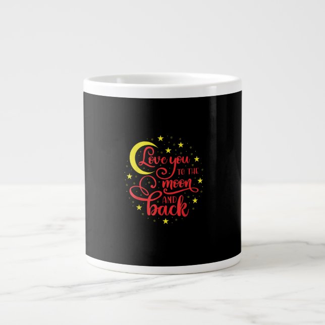 Caneca De Café Grande Love You To The Moon And Back Valentines Day Girlf (Frente)