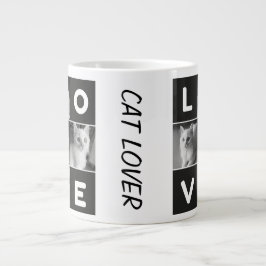 Caneca De Café Grande Lover CAT Simples, Preto e Branco