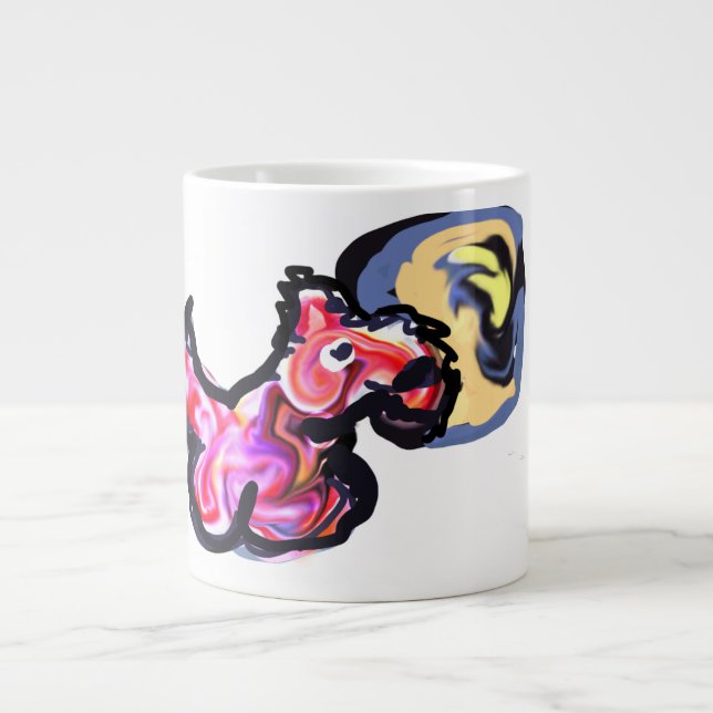 Caneca De Café Grande Lua de luz de lobo  (Frente)
