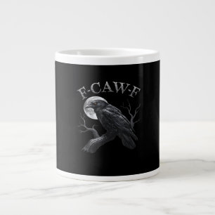 Caneca De Café Grande Lua de Pássaro Engraçado F-Caw-F Corvo Clássico Re