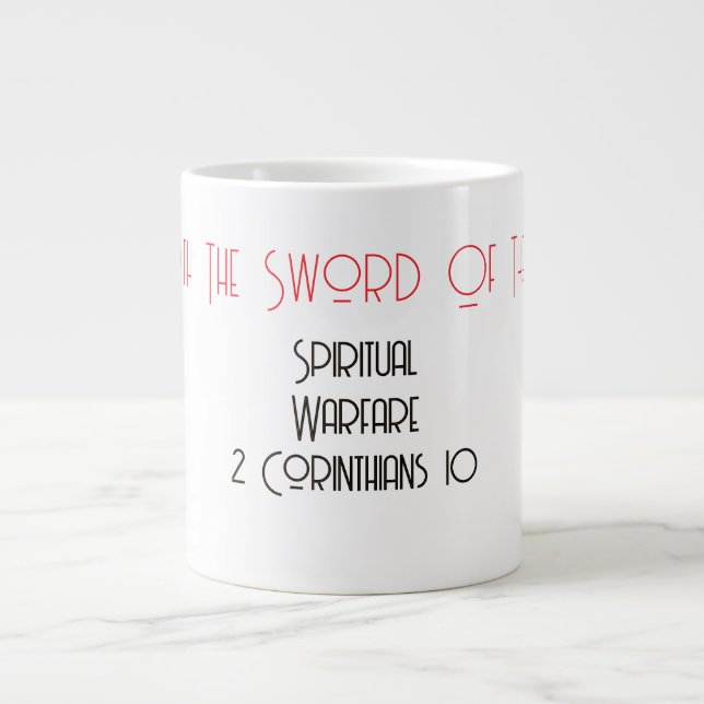 Caneca De Café Grande Lutar Com A Espada Do Espírito Cristão (Frente)