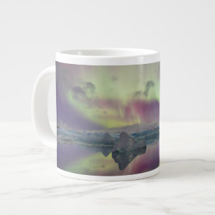 Caneca De Café Grande Luzes da Aurora Refletem Lagoa Islândia